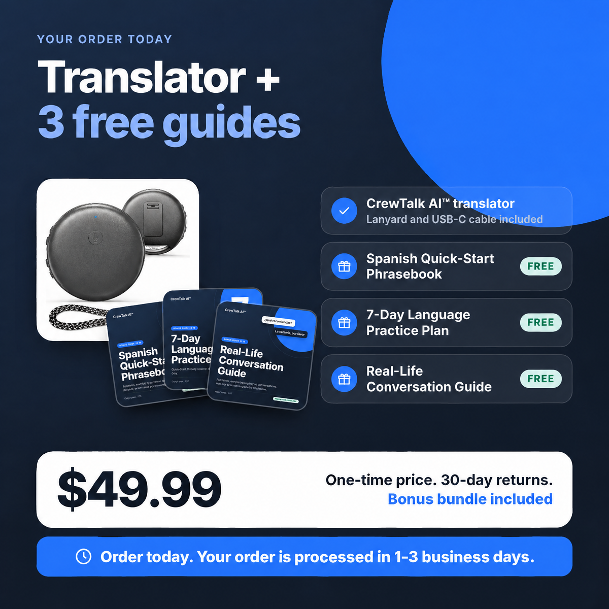CrewTalk AI translator plus 3 free guides for $49.99