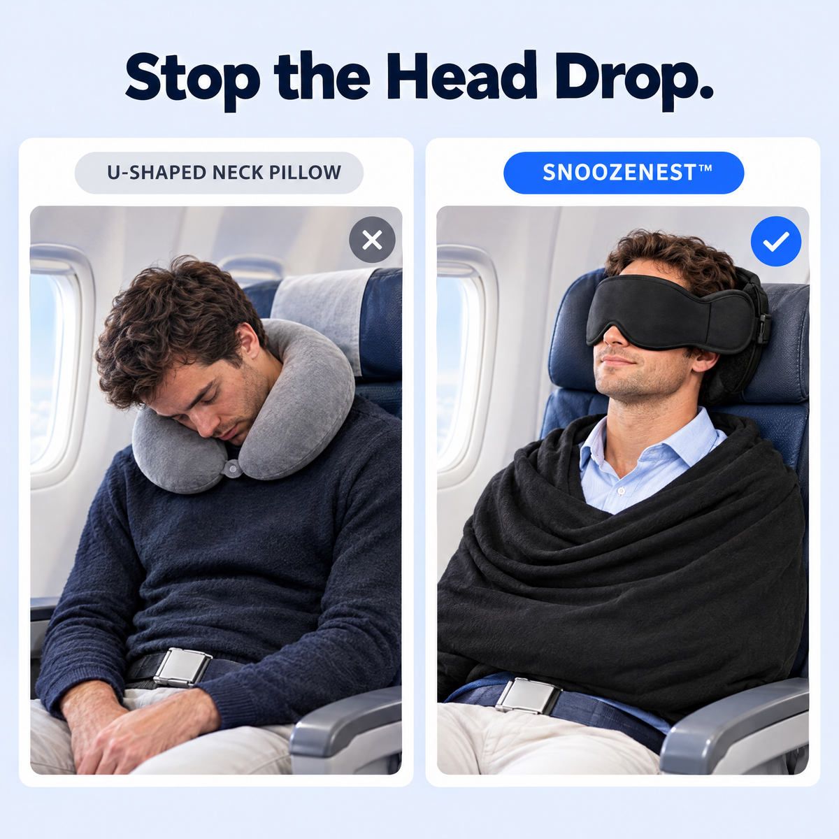 Stop the head drop: U-shaped neck pillow vs SnoozeNest